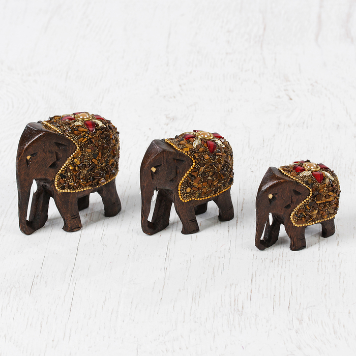 Сувенир дерево "Семья слонов" 7,5х25х5 см (набор 3 штуки)