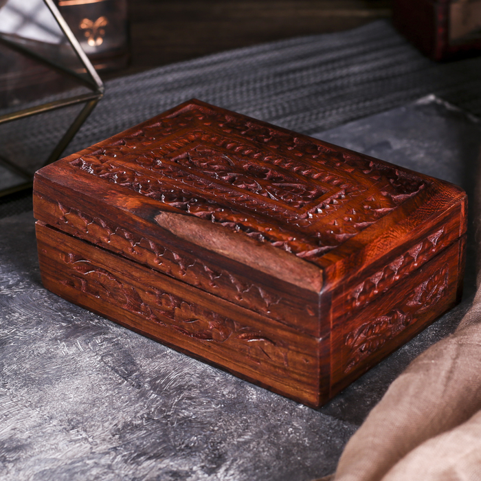 Шкатулка дерево "Резная" 15х10х6 см