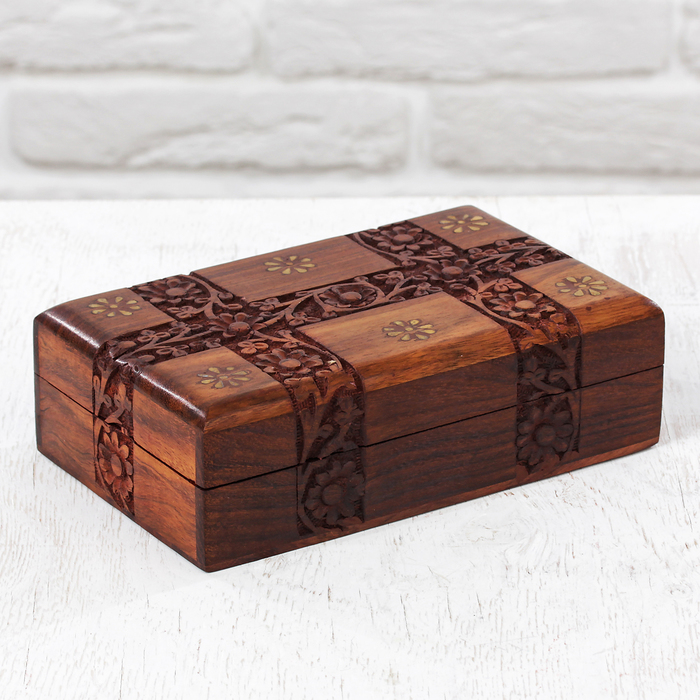 Шкатулка дерево "Цветы" 13х20х6 см