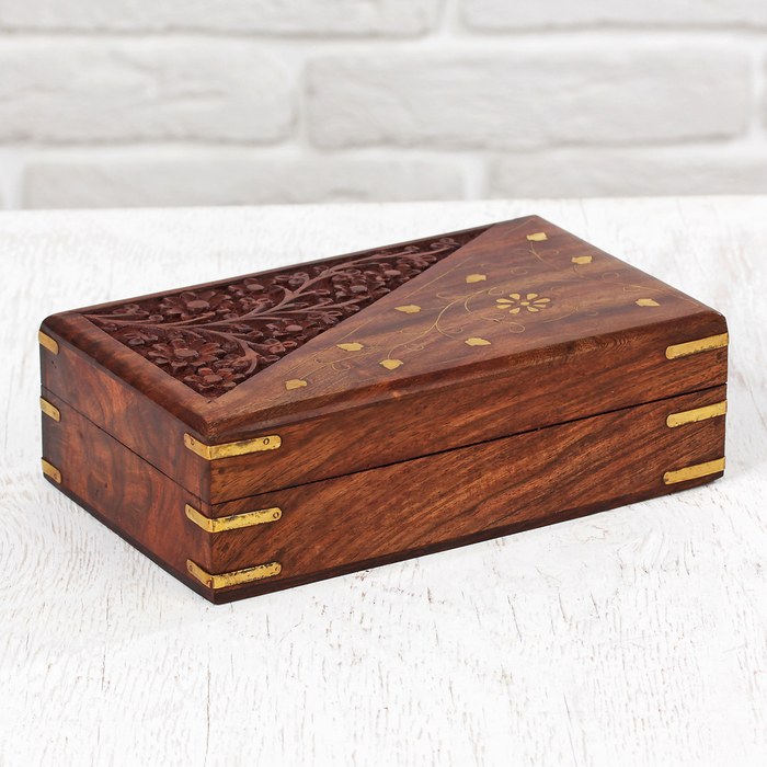 Шкатулка дерево "Уголки" 13х20х6 см