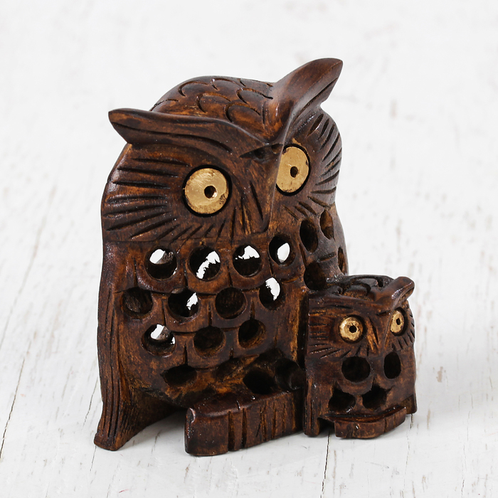 Сувенир дерево "Парочка сов" 6,25х6х3 см