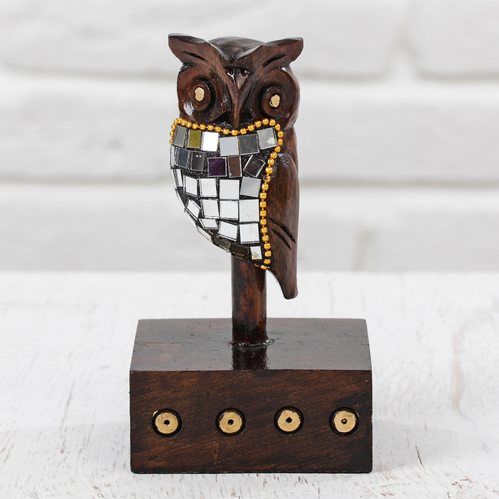 Сувенир дерево "Чёрная сова" 12х7х7 см