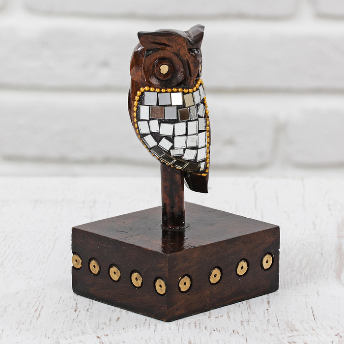 Сувенир дерево "Чёрная сова" 12х7х7 см