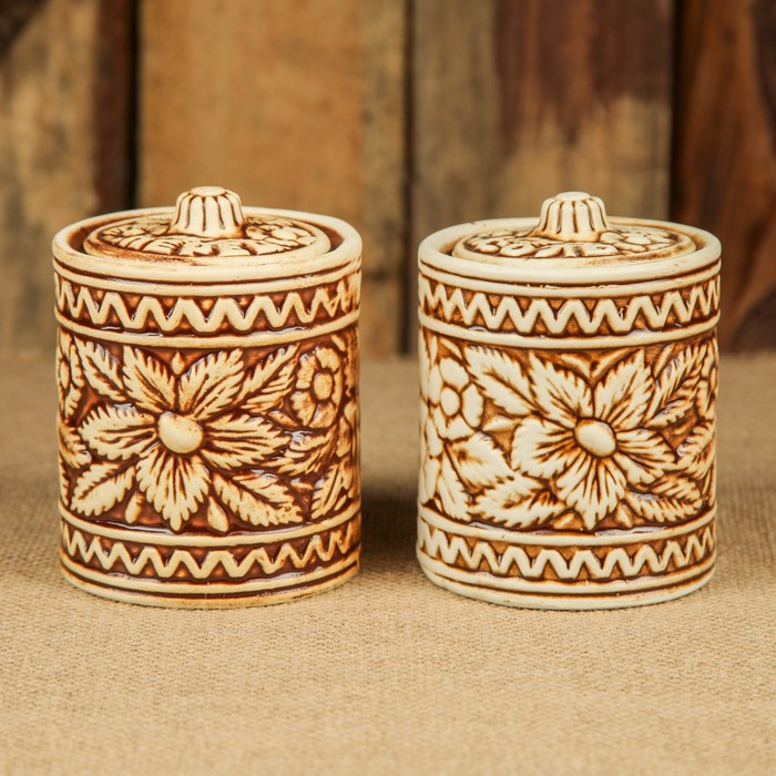 Набор для специй "Цветок" 2 предмета, шамот