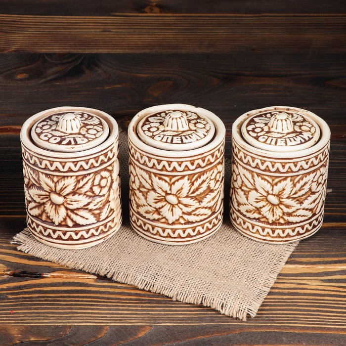 Набор для специй "Цветок" 3 предмета, шамот