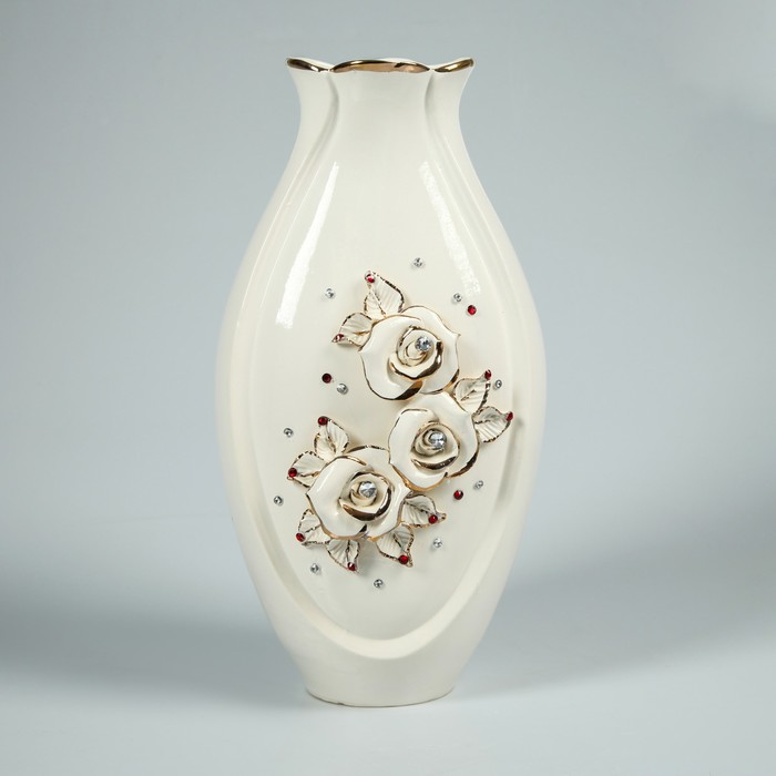 Ваза "Луксор" белый, лепка, камни