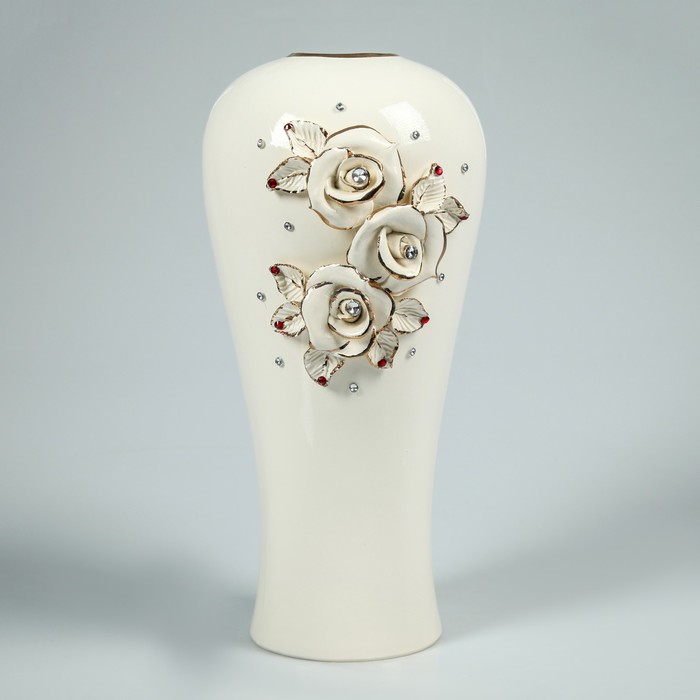 Ваза "Сакура" белая, лепка, камни