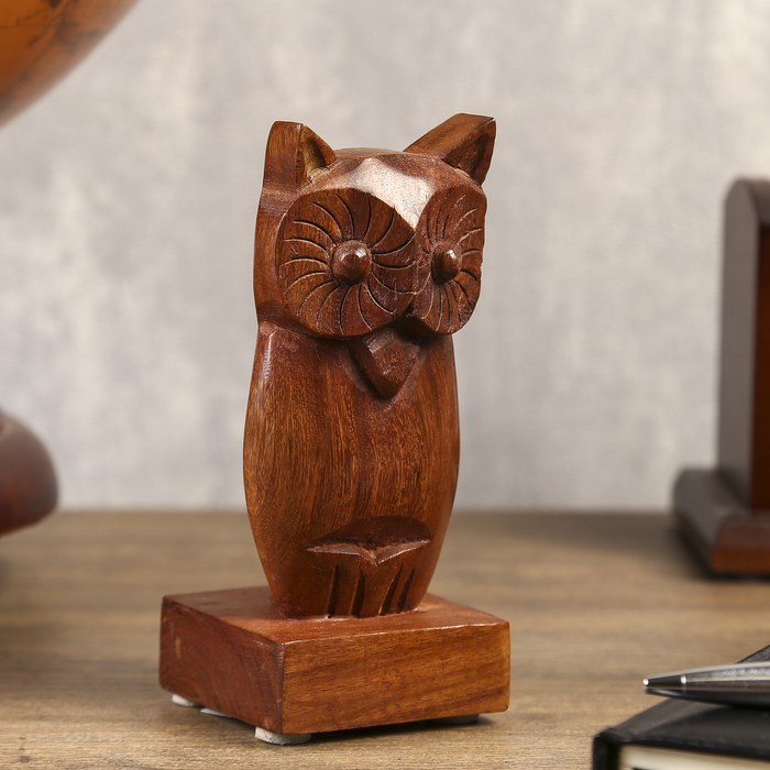 Подставка под очки "Сова" дерево 7,5х7,5х14 см