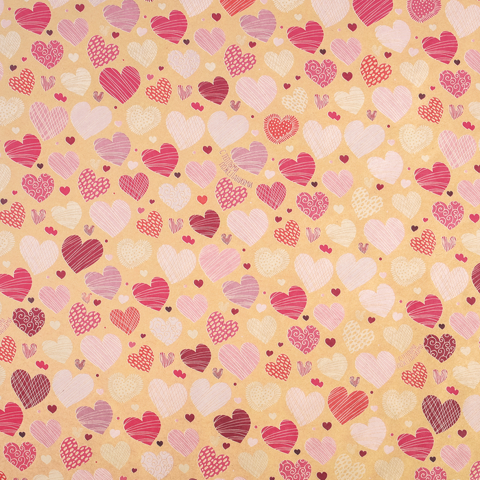 Бумага упаковочная крафтовая «Розовые сердечки», 50 × 70 см