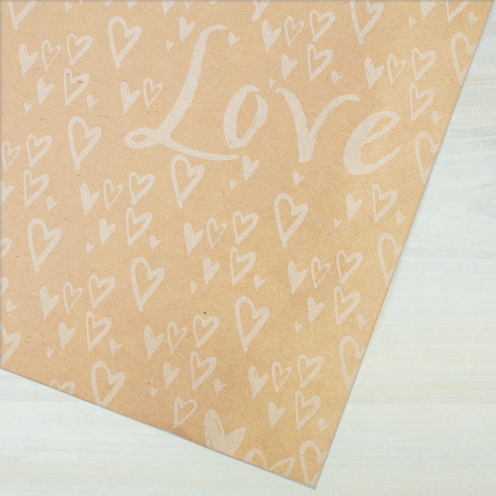 Бумага упаковочная крафтовая Love, 50 × 70 см