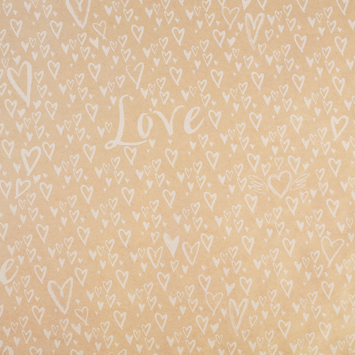 Бумага упаковочная крафтовая Love, 50 × 70 см