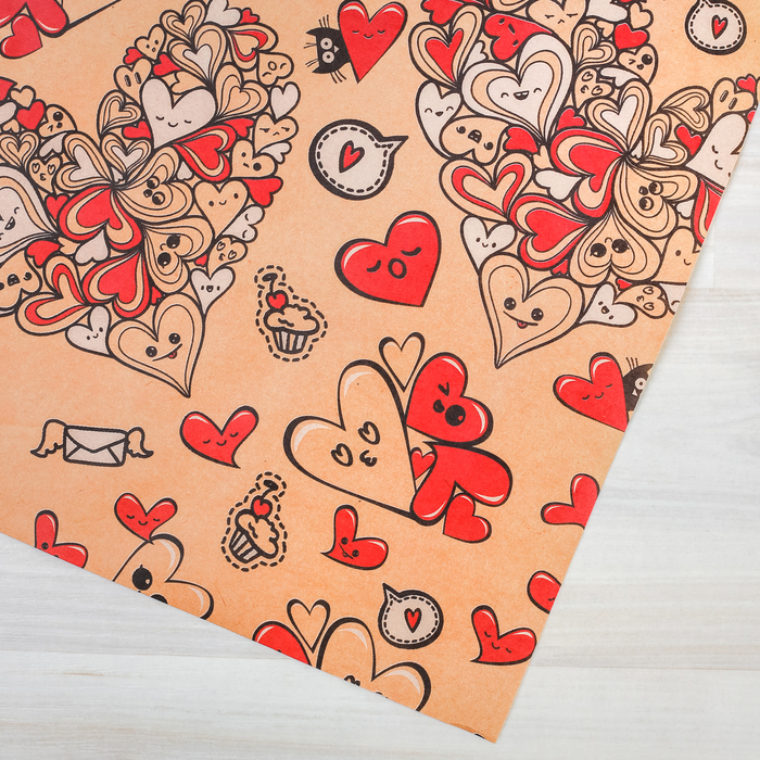 Бумага упаковочная крафтовая «Люблю тебя», 50 × 70 см