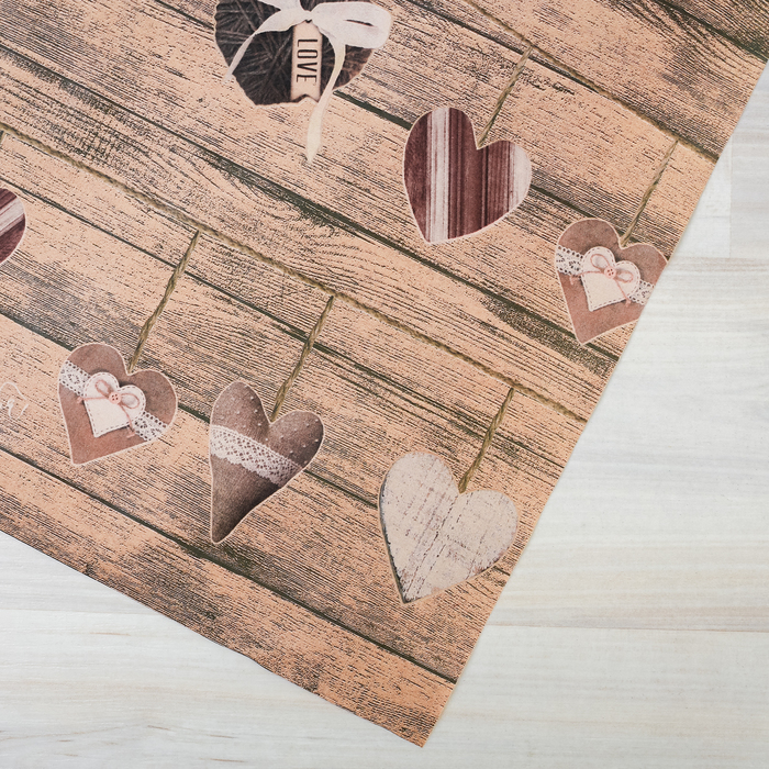 Бумага упаковочная крафтовая «Гирлянда из сердечек», 50 × 70 см