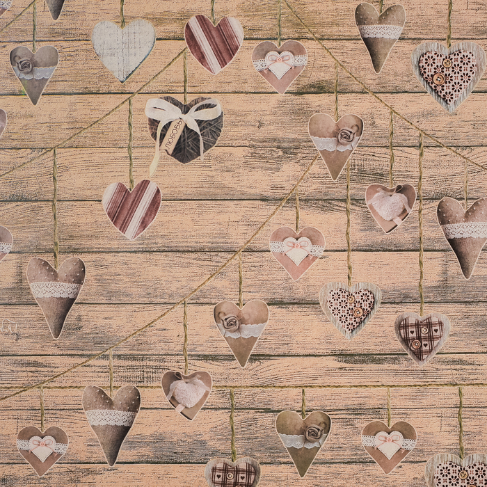 Бумага упаковочная крафтовая «Гирлянда из сердечек», 50 × 70 см
