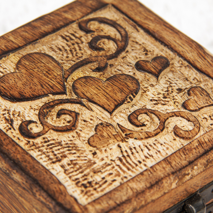 Шкатулка дерево "Два сердечка" 10х10х6 см