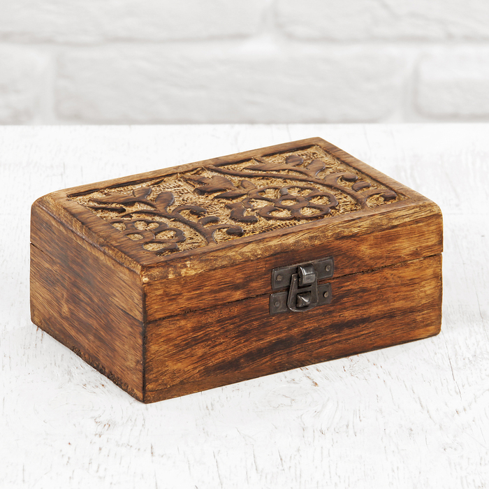 Шкатулка дерево "Цветы" 10х15х6 см