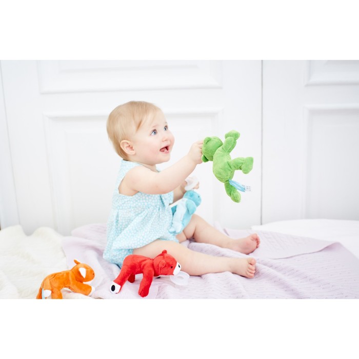 Пустышка силиконовая с развивающей игрушкой "Медвежонок Тео"