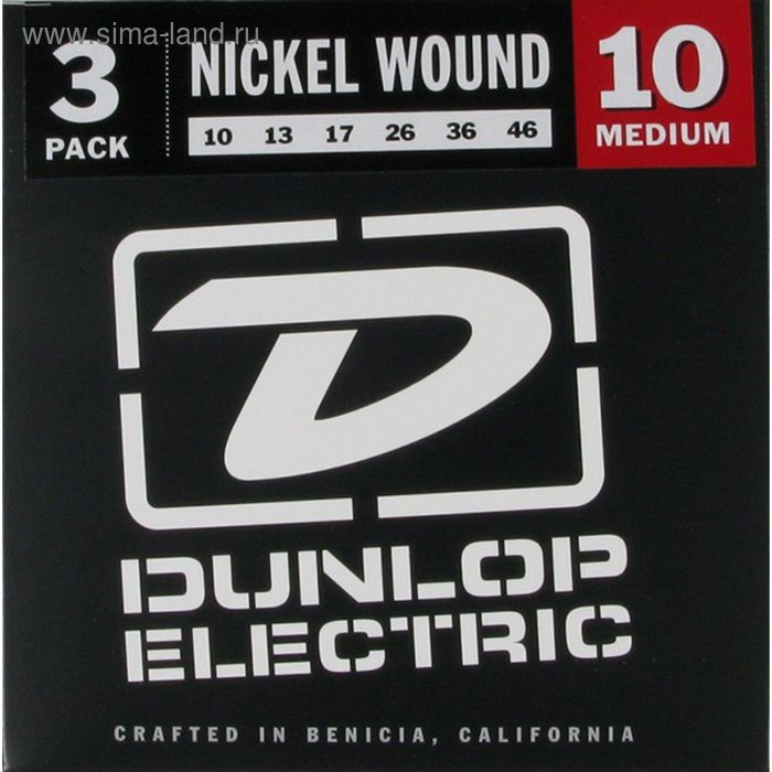 фото Струны для электрогитары dunlop 3pden1046 3 комплекта, никелированные, medium, 10-46