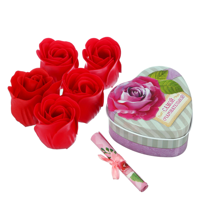 Подарочный набор "С праздником весны!": шкатулка, мыльные лепестки, пожелание