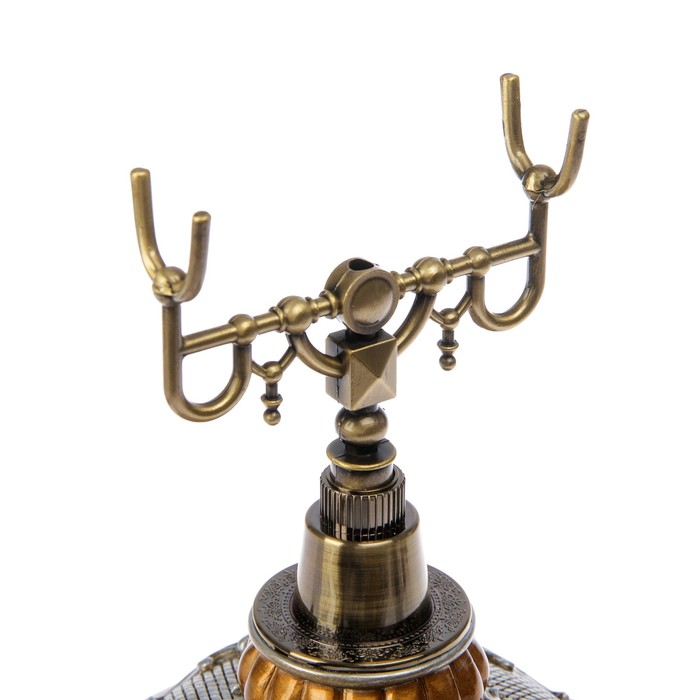 Телефон ретро полистоун. Медный на круглой подставке с металлической резьбой 24*19 см