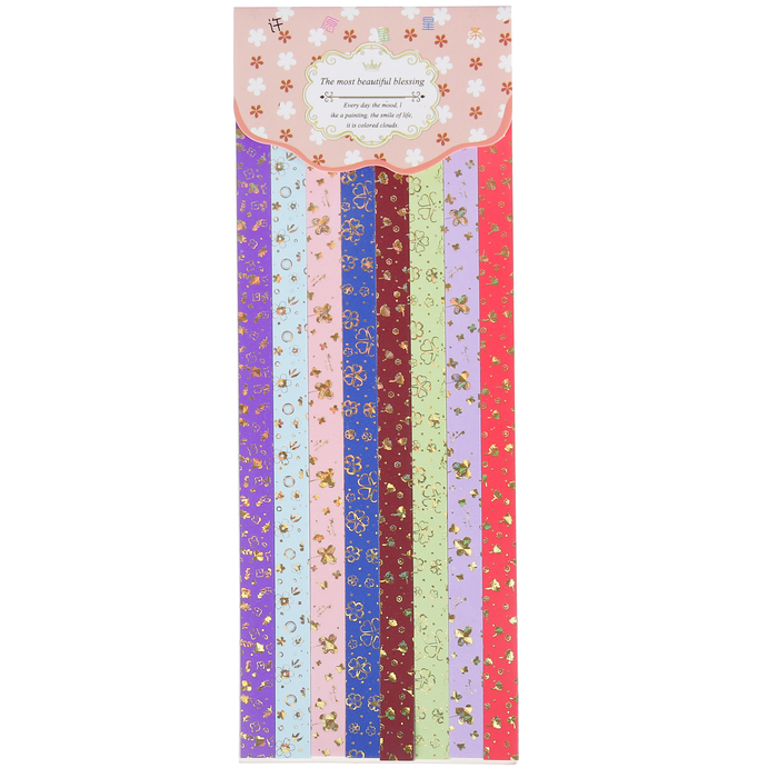 Полоски для квиллинга"Крупные цветы золото" набор 56 полосок ш. 1,2 см д. 25 см 25,8х9,7см