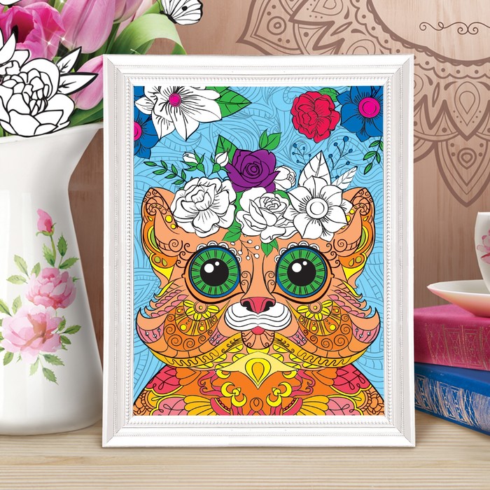 Роспись по номерам без подрамника "Кот", серия антистресс, 30 х 40 см