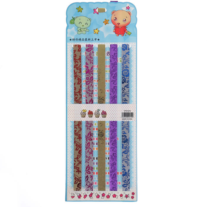 Полоски для квиллинга "Цветы блеск" набор 50 полосок ширина 1см длина МИКС 25см 25,8х9,7см