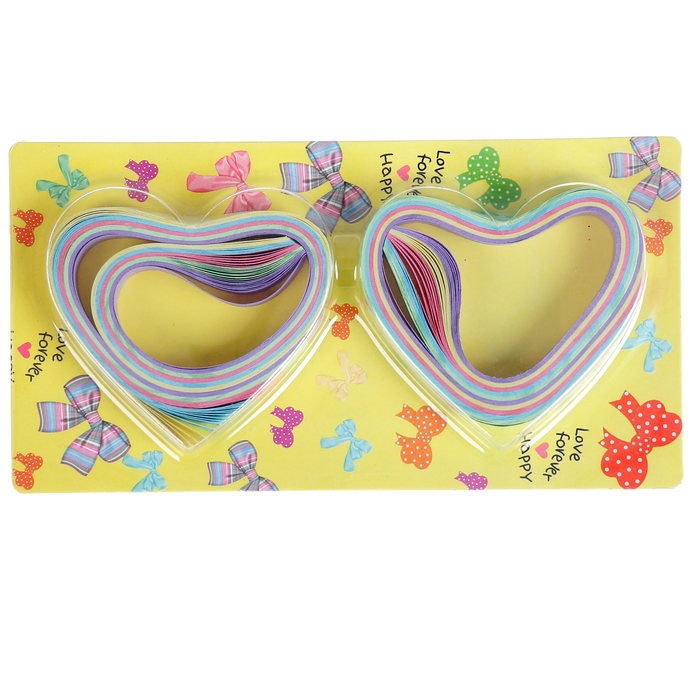 Полоски для квиллинга"Два сердца"набор 100 полосок ширина 1см длина 25см МИКС 15,5х8х1,8см