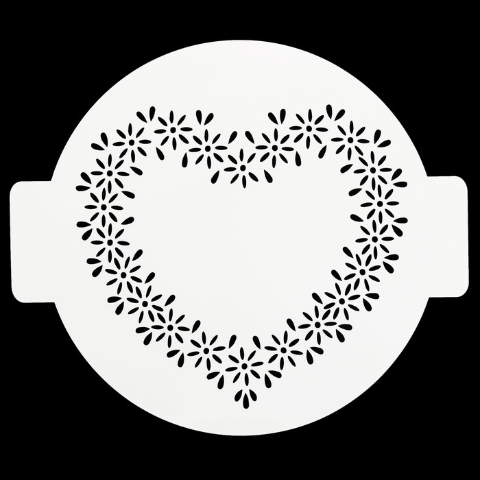 Трафарет пластик круглый "Сердечко" d=24 см