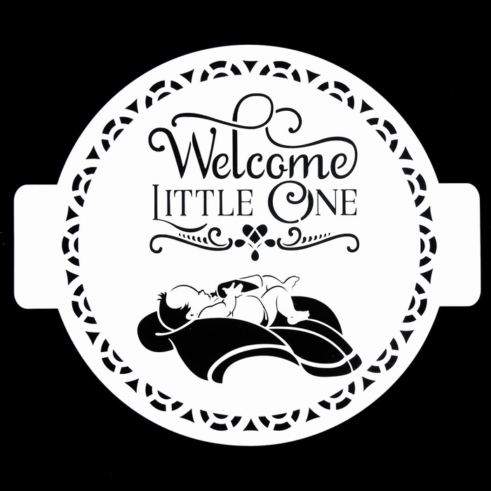 Трафарет пластик круглый "С рождением ребенка" d=24 см
