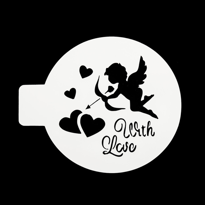 Трафарет пластик "С любовью (Купидончик)" d=10 см