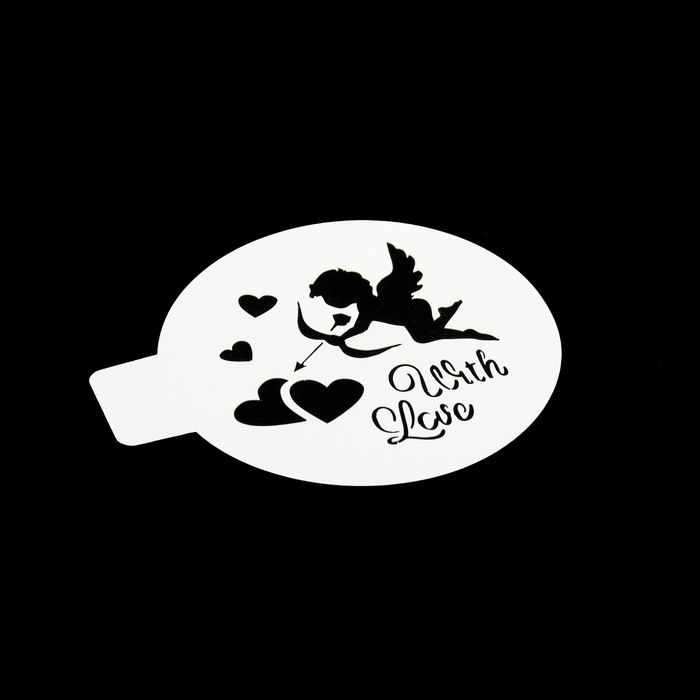 Трафарет пластик "С любовью (Купидончик)" d=10 см