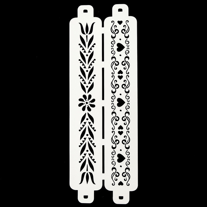 Трафарет бордюрный двойной "С сердечками и листьями" 11х32 см