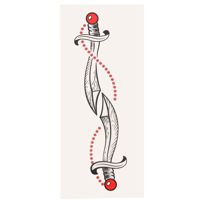 Татуировка на тело "Два кинжала" 5,6х12 см