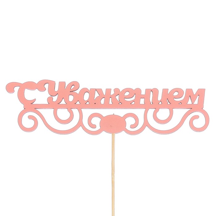 Топпер «С уважением», розовый, 12,5х3,5 см