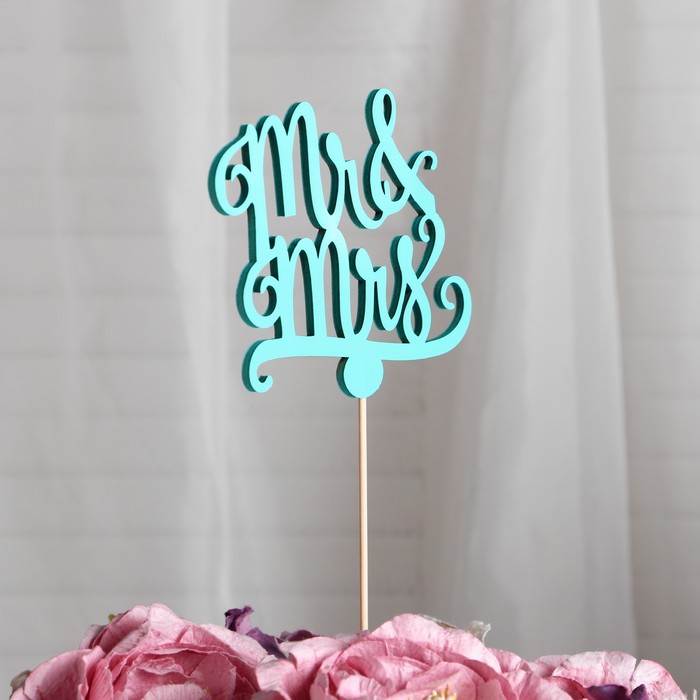Топпер «Mr&Mrs», мятный, 11х9 см