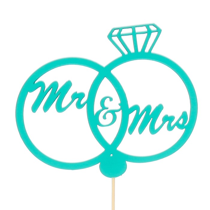 Топпер «Свадебные кольца Mr&Mrs», мятный, 12х10 см