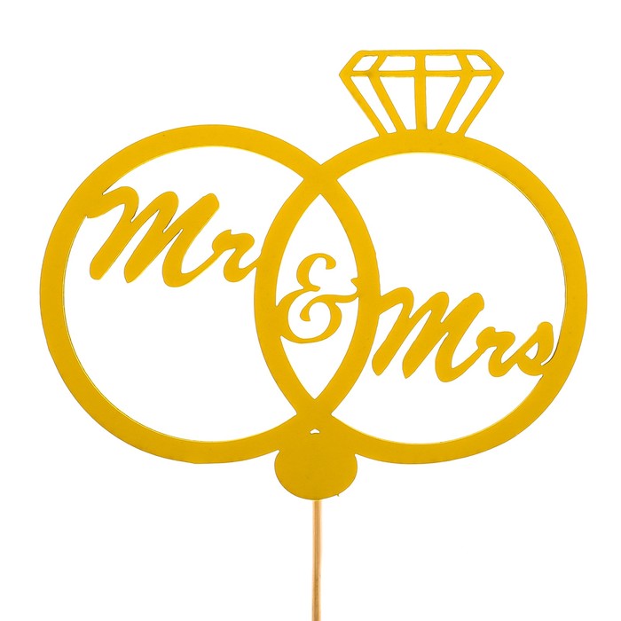 Топпер «Свадебные кольца Mr&Mrs», жёлтый, 12х10 см