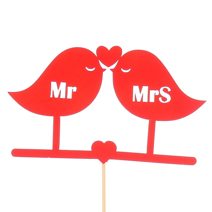 Топпер «Птички Mr&Mrs», красный, 12,5х7,5 см