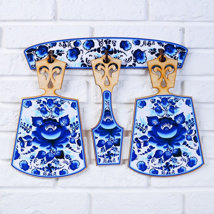 Набор досок «Хозяюшка», гжель, сувенирный, 4 предмета, размер доски 17 х 28 см