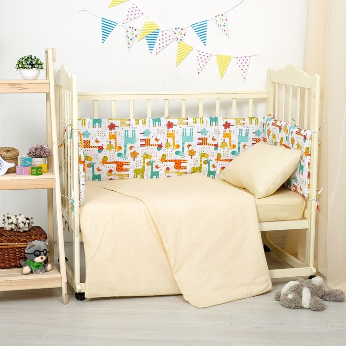 Бортики в кроватку "Жирафики", 40х60 - 2 шт., 40x120 - 2 шт., синтепон, перкаль 140г/м