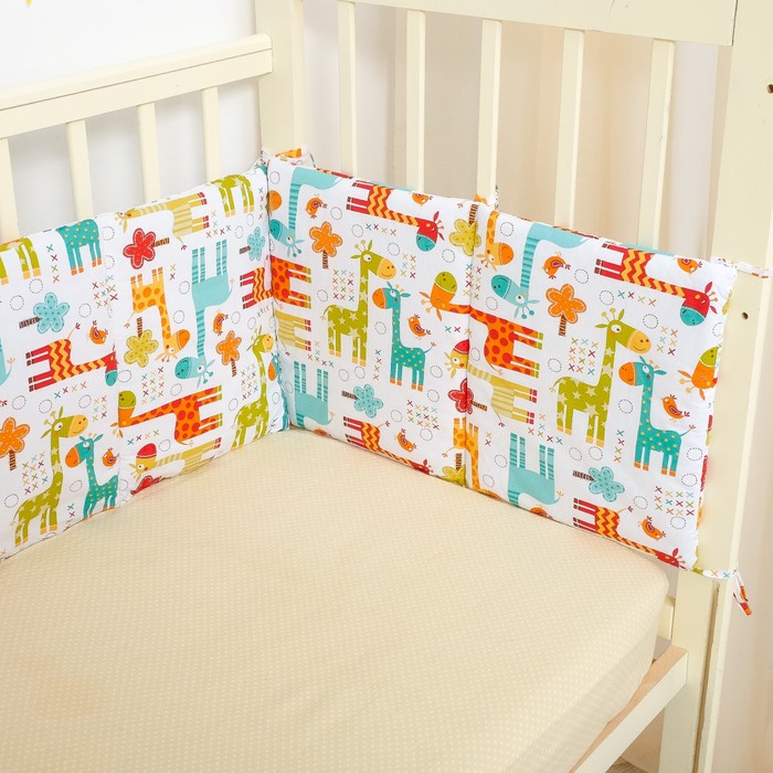 Бортики в кроватку "Жирафики", 40х60 - 2 шт., 40x120 - 2 шт., синтепон, перкаль 140г/м