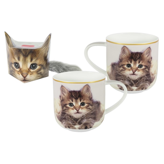 Кружка Котёнок в подарочной упаковке + брелок-хвостик