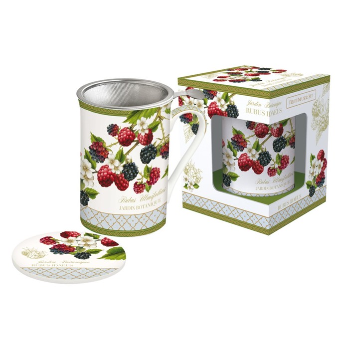 Кружка с метал.ситечком и крышкой Ежевика в подарочной упаковке