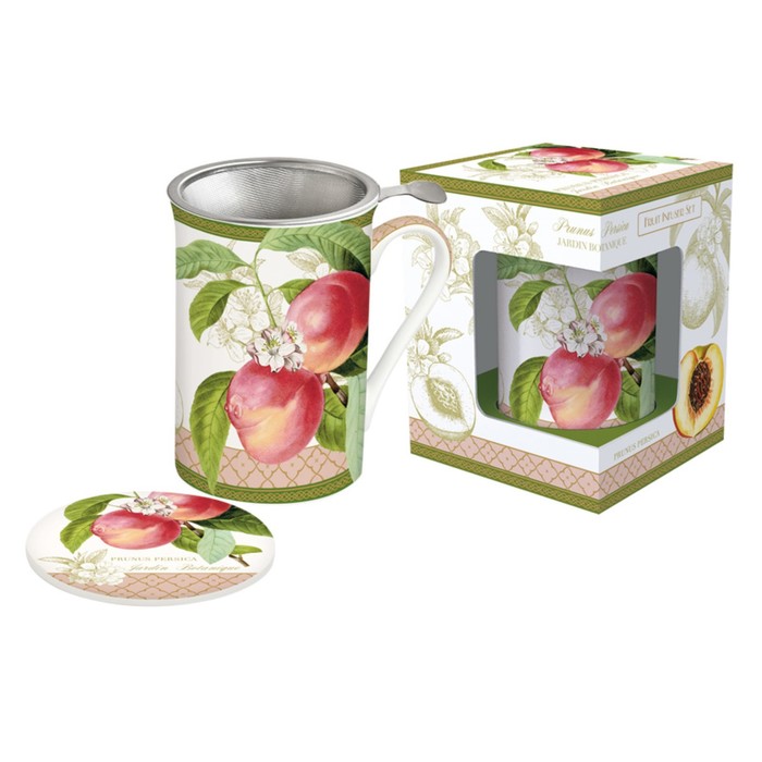 Кружка с метал.ситечком и крышкой Персик в подарочной упаковке