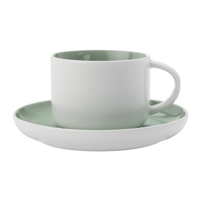 Чашка с блюдцем Оттенки (мятная) без инд.упаковки