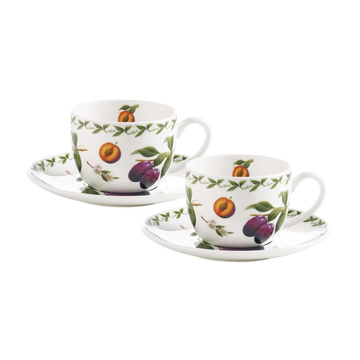 Набор: 2 чашки + 2 блюдца Слива в подарочной упаковке
