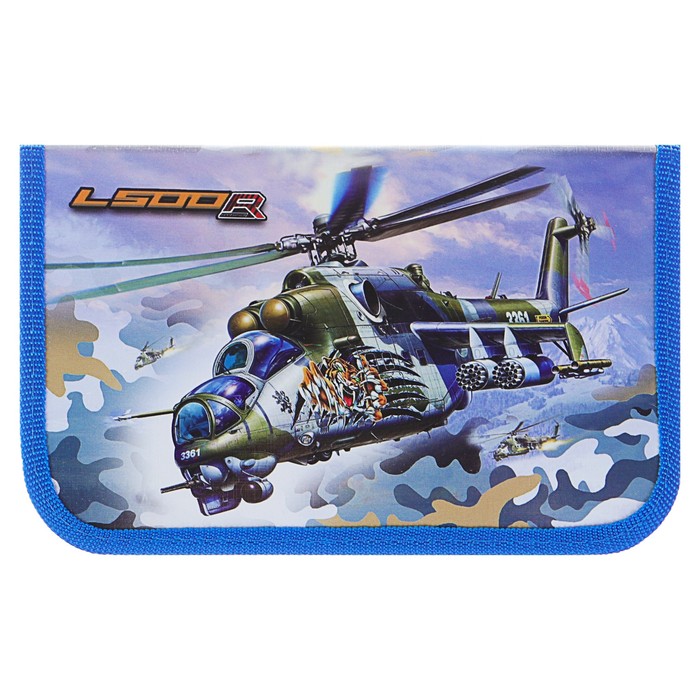 Пенал 1 секция 115х190 мм, ламинированный картон "Ударный вертолет"
