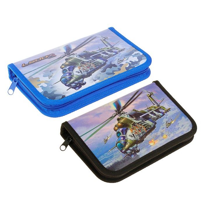 Пенал 1 секция 115х190 мм, ламинированный картон "Ударный вертолет"