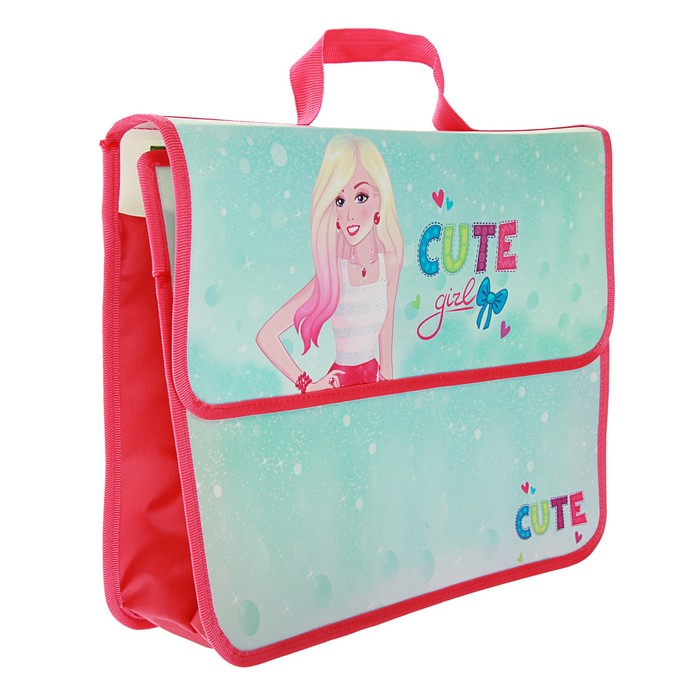 Папка с ручками пластиковая на липучке А4, 335x235х55 мм , Blondy girl